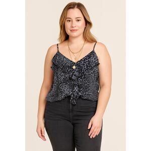 Windsor Women's Animal Print Sleeveless Blouse Size L gray, black